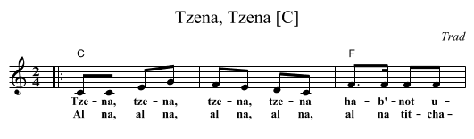 Tzena, Tzena [C] - staff notation