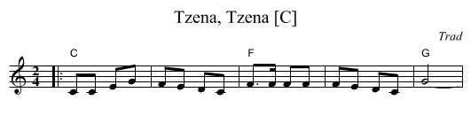Tzena, Tzena [C] - staff notation