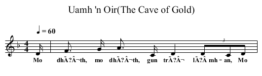 Uamh 'n Oir(The Cave of Gold) - staff notation