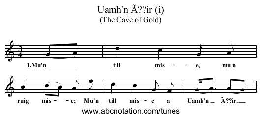 Uamh'n Ã??ir (i) - staff notation