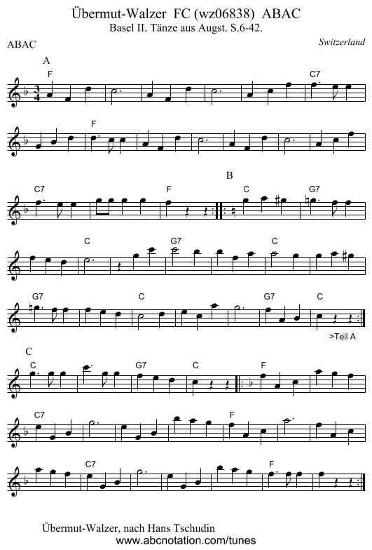 Übermut-Walzer  FC (wz06838)  ABAC - staff notation