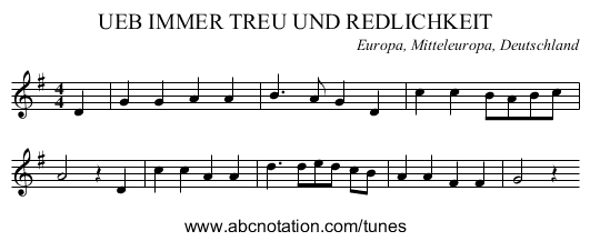 UEB IMMER TREU UND REDLICHKEIT - staff notation