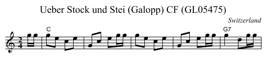 Ueber Stock und Stei (Galopp) CF (GL05475) - staff notation