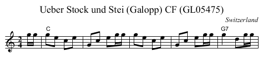 Ueber Stock und Stei (Galopp) CF (GL05475) - staff notation
