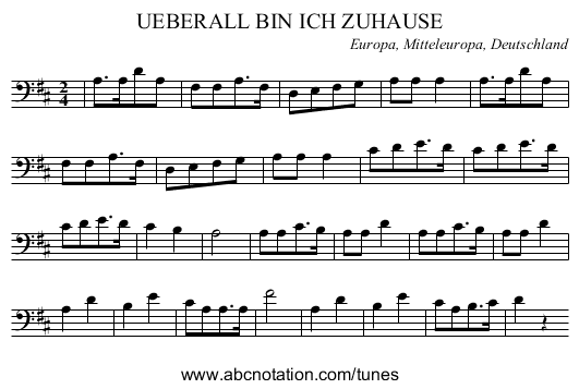 UEBERALL BIN ICH ZUHAUSE - staff notation