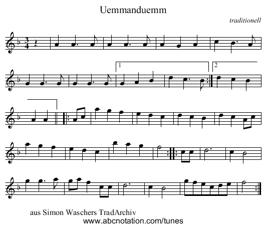 Uemmanduemm - staff notation
