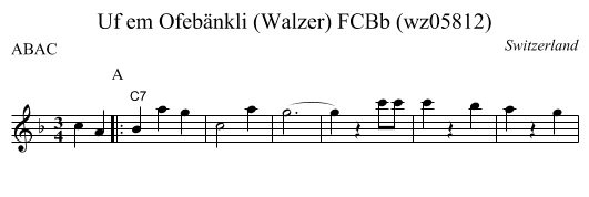 Uf em Ofebänkli (Walzer) FCBb (wz05812) - staff notation