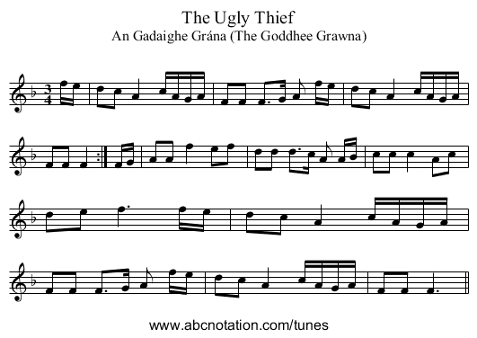 Ugly Thief, The - staff notation