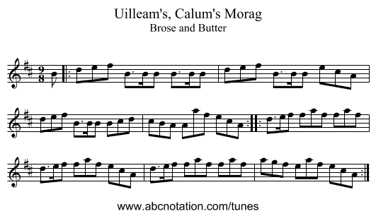 Uilleam's, Calum's Morag - staff notation
