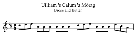 Uilliam 's Calum 's Mòrag - staff notation