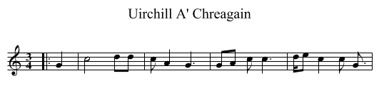 Uirchill A' Chreagain - staff notation