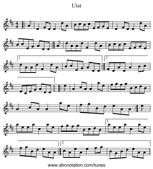 Uist - staff notation