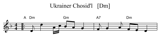 Ukrainer Chosid'l   [Dm] - staff notation