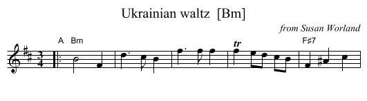 Ukrainian waltz  [Bm] - staff notation