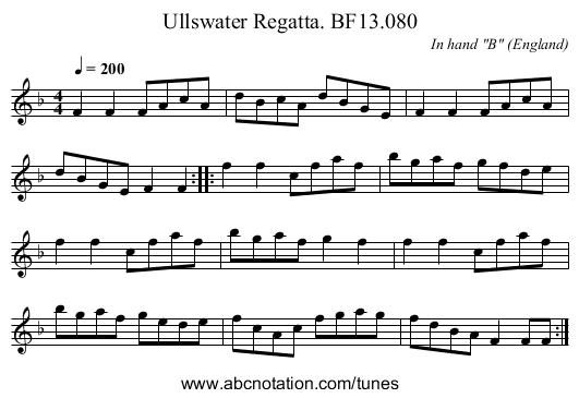 Ullswater Regatta. BF13.080 - staff notation