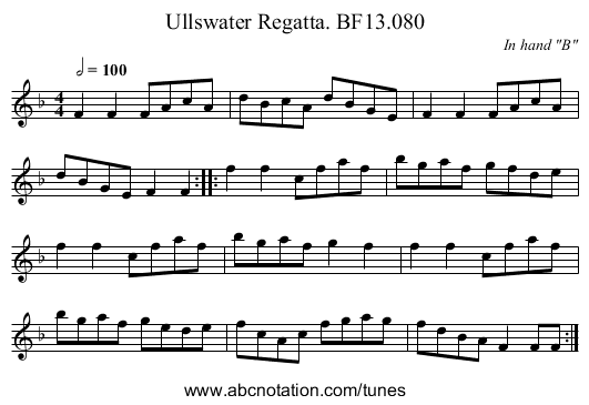Ullswater Regatta. BF13.080 - staff notation