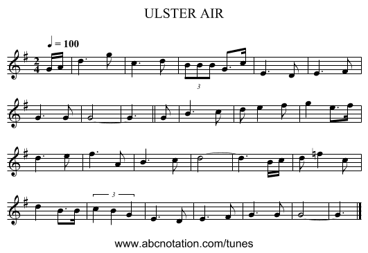 ULSTER AIR - staff notation
