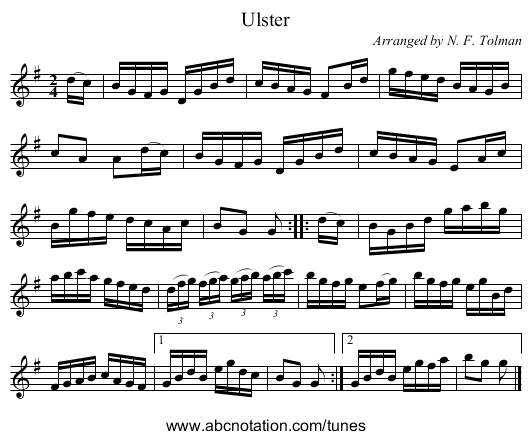Ulster - staff notation