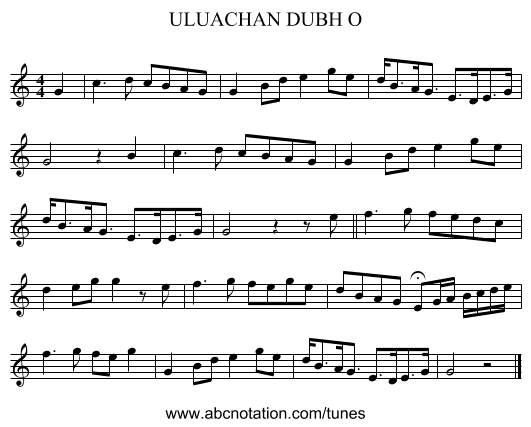ULUACHAN DUBH O - staff notation