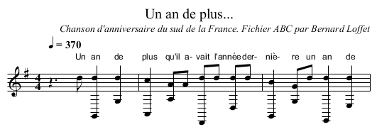 Un an de plus... - staff notation