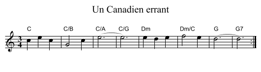 Un Canadien errant - staff notation