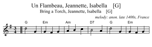 Un Flambeau, Jeannette, Isabella    [G] - staff notation