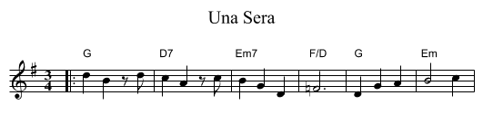 Una Sera - staff notation