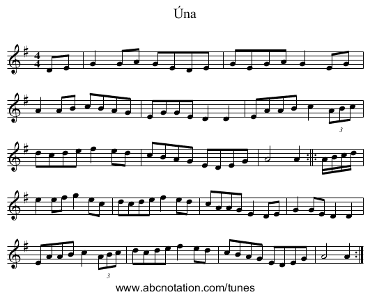 Úna - staff notation
