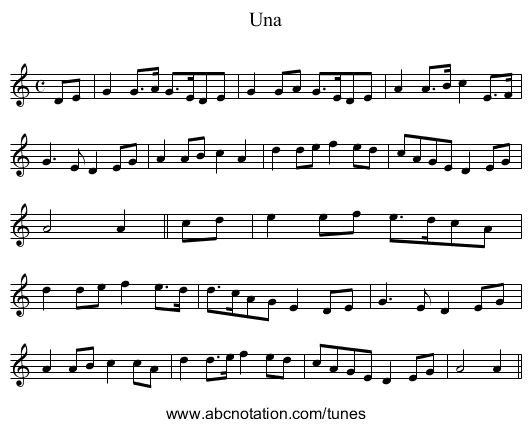 Una - staff notation
