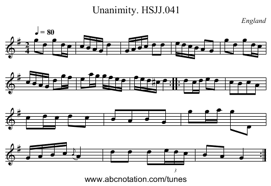 Unanimity. HSJJ.041 - staff notation