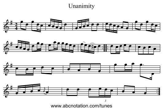 Unanimity - staff notation