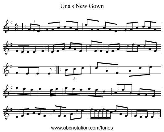 Una's New Gown - staff notation