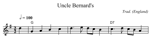 Uncle Bernard's - staff notation
