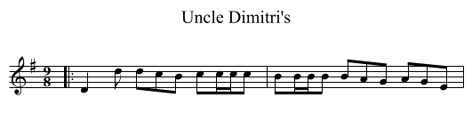 Uncle Dimitri's - staff notation