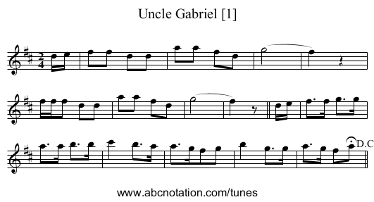Uncle Gabriel [1] - staff notation
