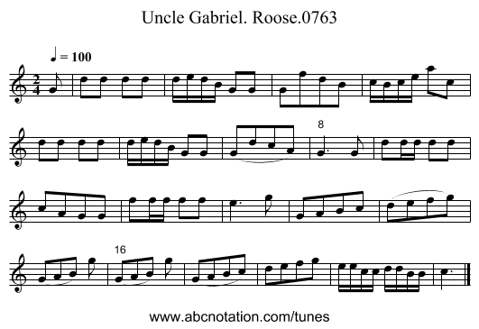 Uncle Gabriel. Roose.0763 - staff notation