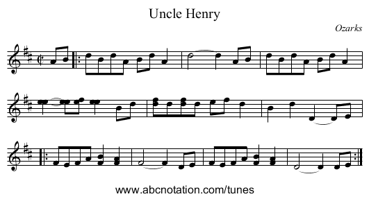 Uncle Henry - staff notation