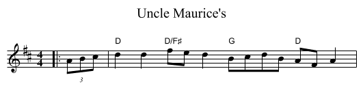 Uncle Maurice's - staff notation