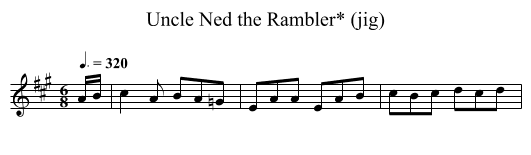 Uncle Ned the Rambler* (jig) - staff notation