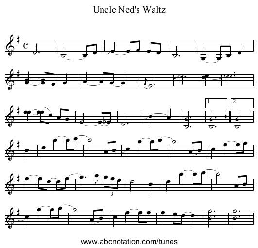 Uncle Ned's Waltz - staff notation