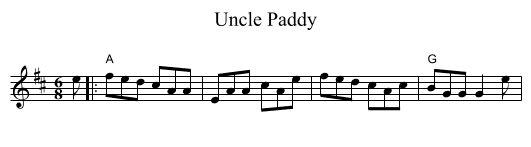 Uncle Paddy - staff notation