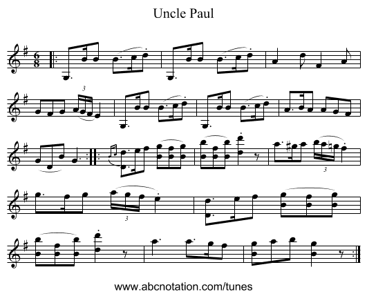 Uncle Paul - staff notation