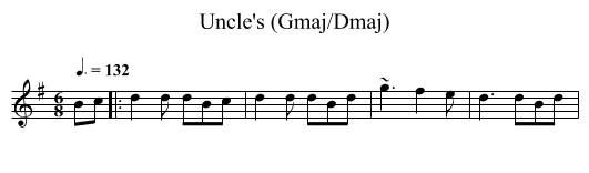 Uncle's (Gmaj/Dmaj) - staff notation