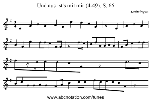 Und aus ist's mit mir (4-49), S. 66 - staff notation