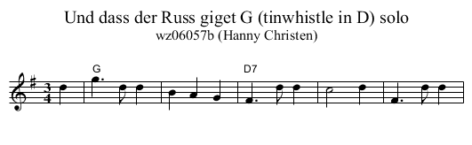 Und dass der Russ giget G (tinwhistle in D) solo - staff notation