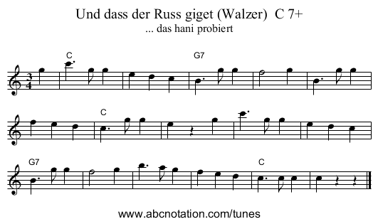 Und dass der Russ giget (Walzer) C 7+ - staff notation