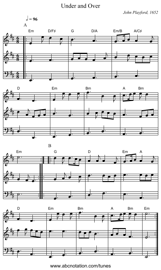 Under and Over - staff notation