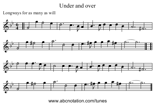 Under and over - staff notation