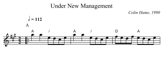 Under New Management - staff notation