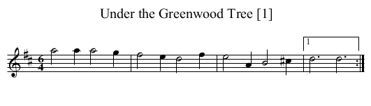 Under the Greenwood Tree [1] - staff notation